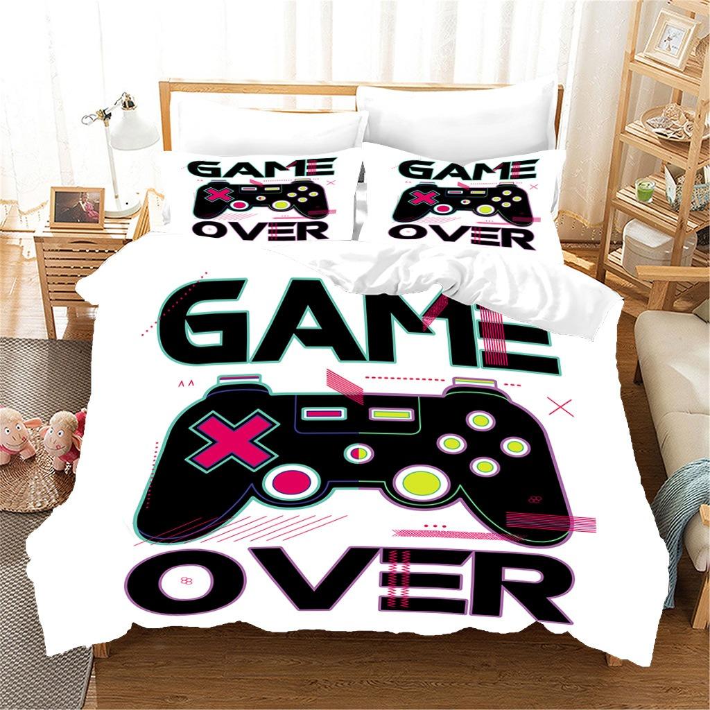 Play Games Beddings Sets White 3d Print Quee Duvet Cover Video Games For Boy Double Bed Set Comforter Cover For Teen Man