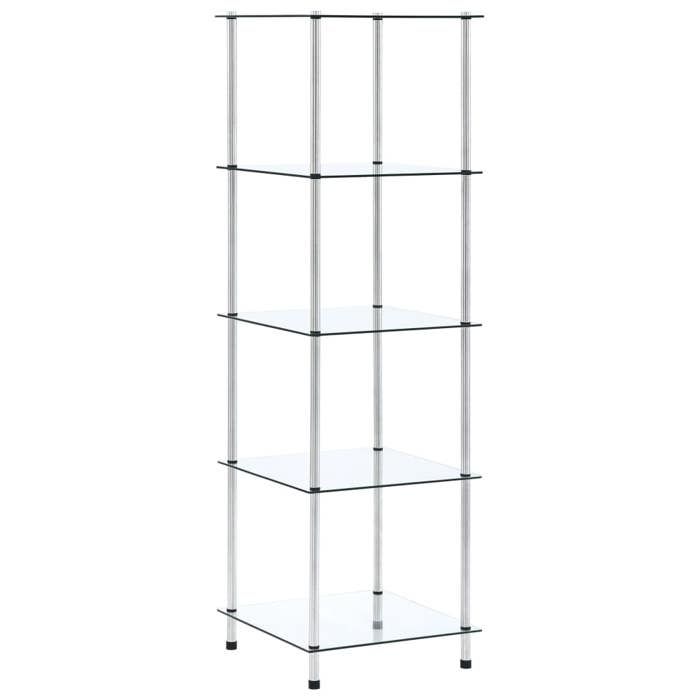 VidaXL 5-Tier Shelf Transparent 40x40x130 Cm Tempered Glass 249506