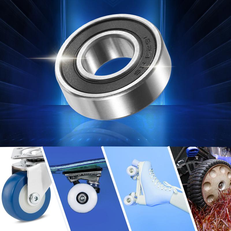 Motoforti 2-8 Pcs 1623-2RS 15.857x34.925x11.112mm Double Rubber Shield Single Row Deep Groove Ball Bearings Silver Tone