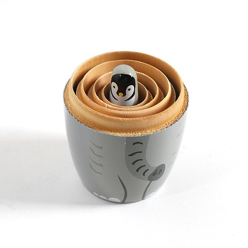 Hemu  Nesting Dolls 5-Layer Elephant Wooden Nesting Dolls Children'S Toys Wooden Crafts Home Desktop Ornaments