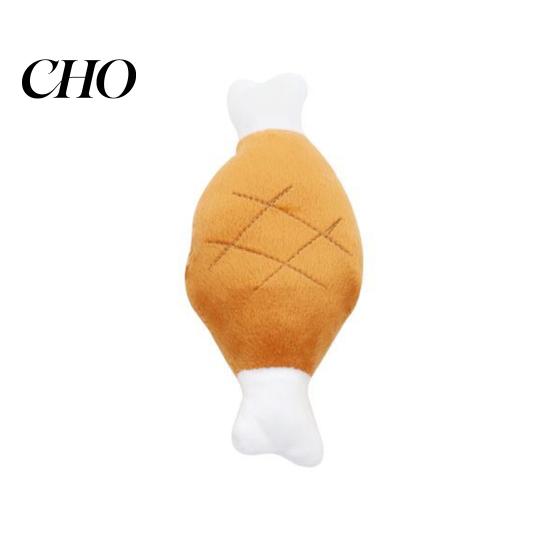 Bissfestes Hundespielzeug Hühnerbeinform mit Sounddesign Quietschend Kauspielzeug Weicher Plüsch Interaktives Spielzeug