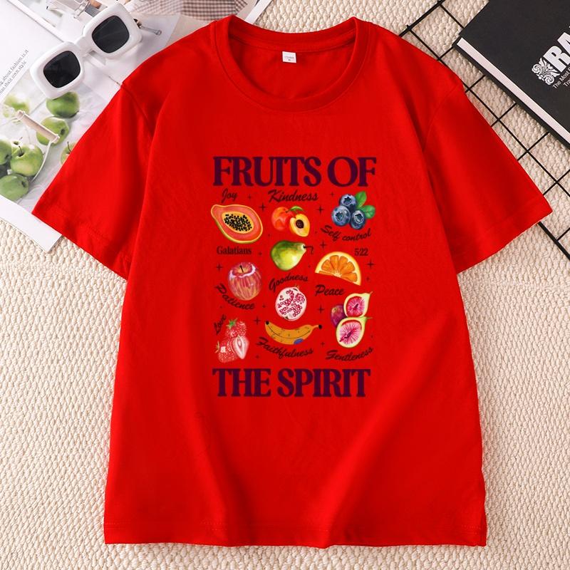 Boho Christian T Shirt Fruits of The Spirit TShirt Casual Cotton Short Sleeve Retro Jesus Apparel Floral Graphic Tshirt