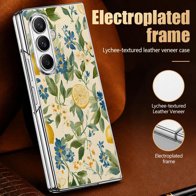 Pastoral Wildflower Case For Samsung Z Fold 8 Ultra 7 6 5 Hybrid 3in1 Leather Skin Plating Folding Phone Cover For Galaxy Z Fold8 Fold7 Fold6