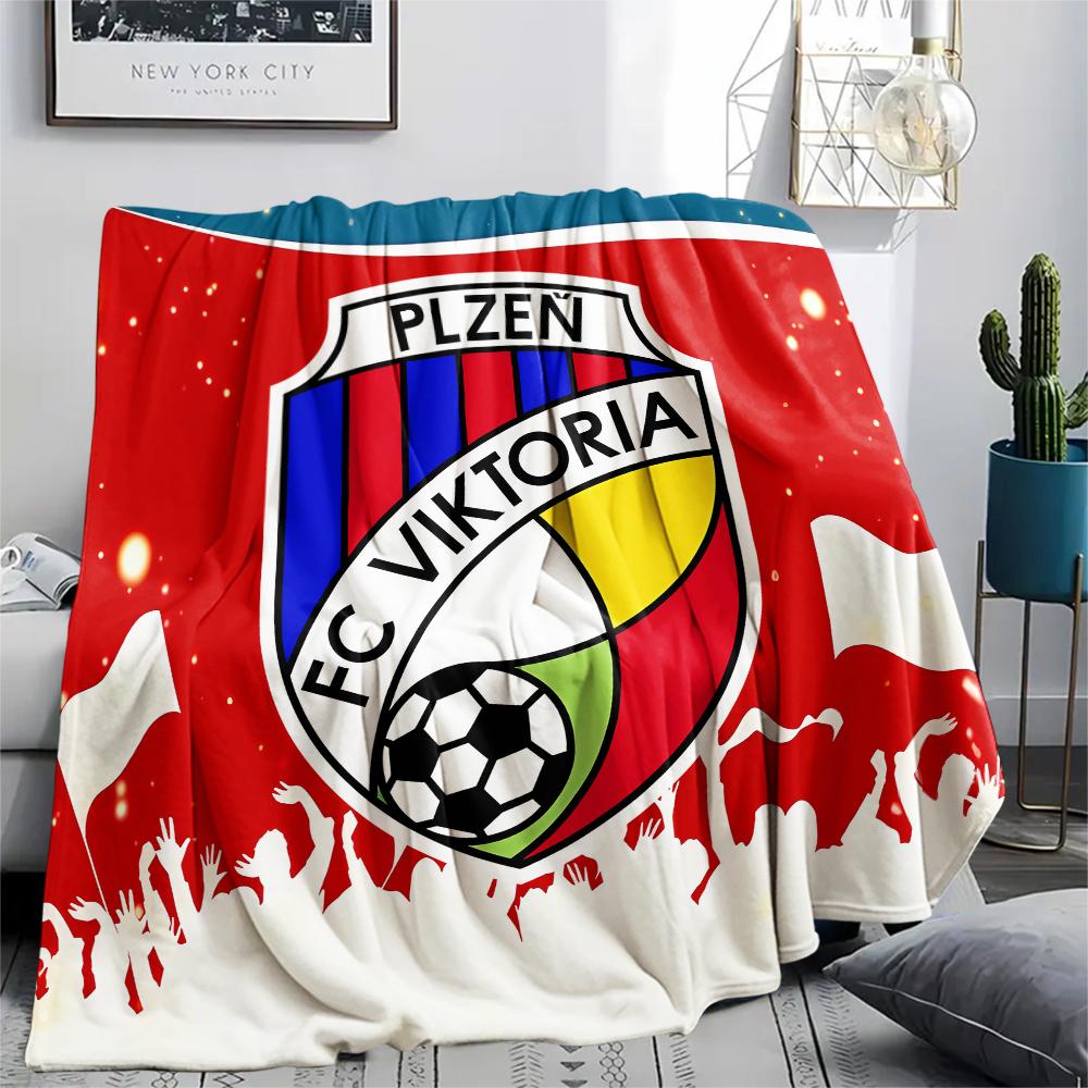 1pz Coperta in Flanella con Stampa FC Viktoria Plzen, Alta qualità per Tutte le Stagioni, Decorazione per la Casa, Calore e Comfort, Perfetta per Regali di Natale