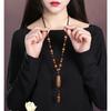 GemChic Women's New Vintage Ethnic Wooden Beads Pendant Necklace Classical Long Chain Fashion Birthday Christmas Jewelry Gift