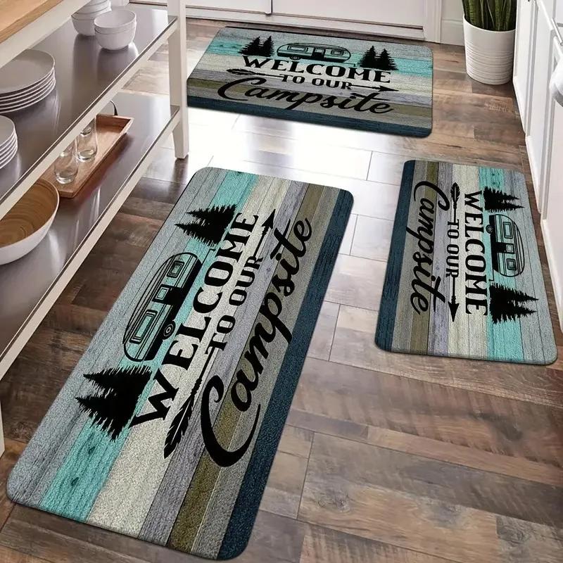 Modern Printed Kitchen Floor Mats, Washable Anti-Slip Carpet for Laundry Room Corridors, Entrance Door Pads, Home Decor