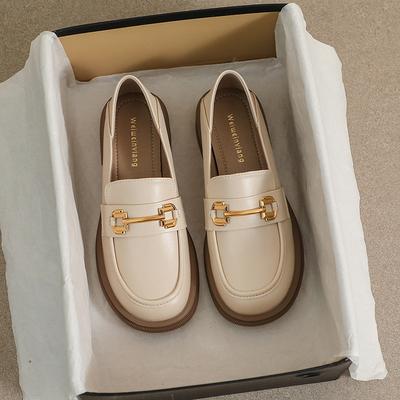 Leder Damen neue Damen Britischer Stil kleine Lederschuhe Damenschuhe kleiner duftender Stil einzelne Schuhe
