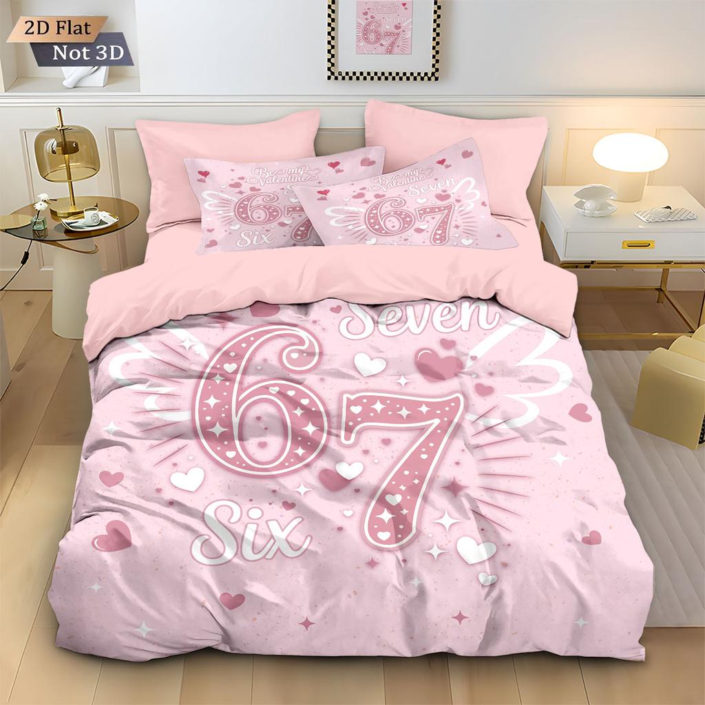 3 unidades Día de San Valentín Rosa 67 Elementos Estampado Funda Nórdica Rellena sin Costuras Juego de Ropa de Cama Multitamaño Decoración Festiva Lavable a Máquina