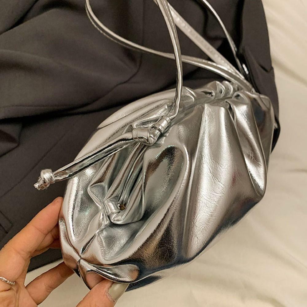 Korean Style Soft PU Shoulder Bag Dumpling Party Clutch Bag Mini Banquet Cloud Bag  Women