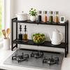 DAIWIN Stove Rack 2-Tier Width Adjustable 4370cm Height 8-Level Shelf Board Additional Compatible Does Not Interfere Gas Valve Rear Spice Black