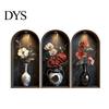 Easy Install Wall Sticker 3 Pcs 3D Vase Stickers Vintage Flower Art Space Extension Self-Adhesive Colorful Floral Blossom Decals for Bedroom