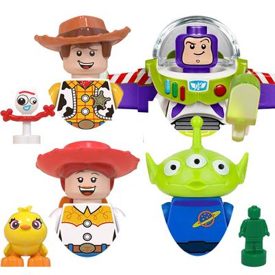 4Pcs/Set Toy Story 4 Buzz Lightyear Woody Jessie Alien Model Action Figure Blocks Construction Building Bricks Toys For Children