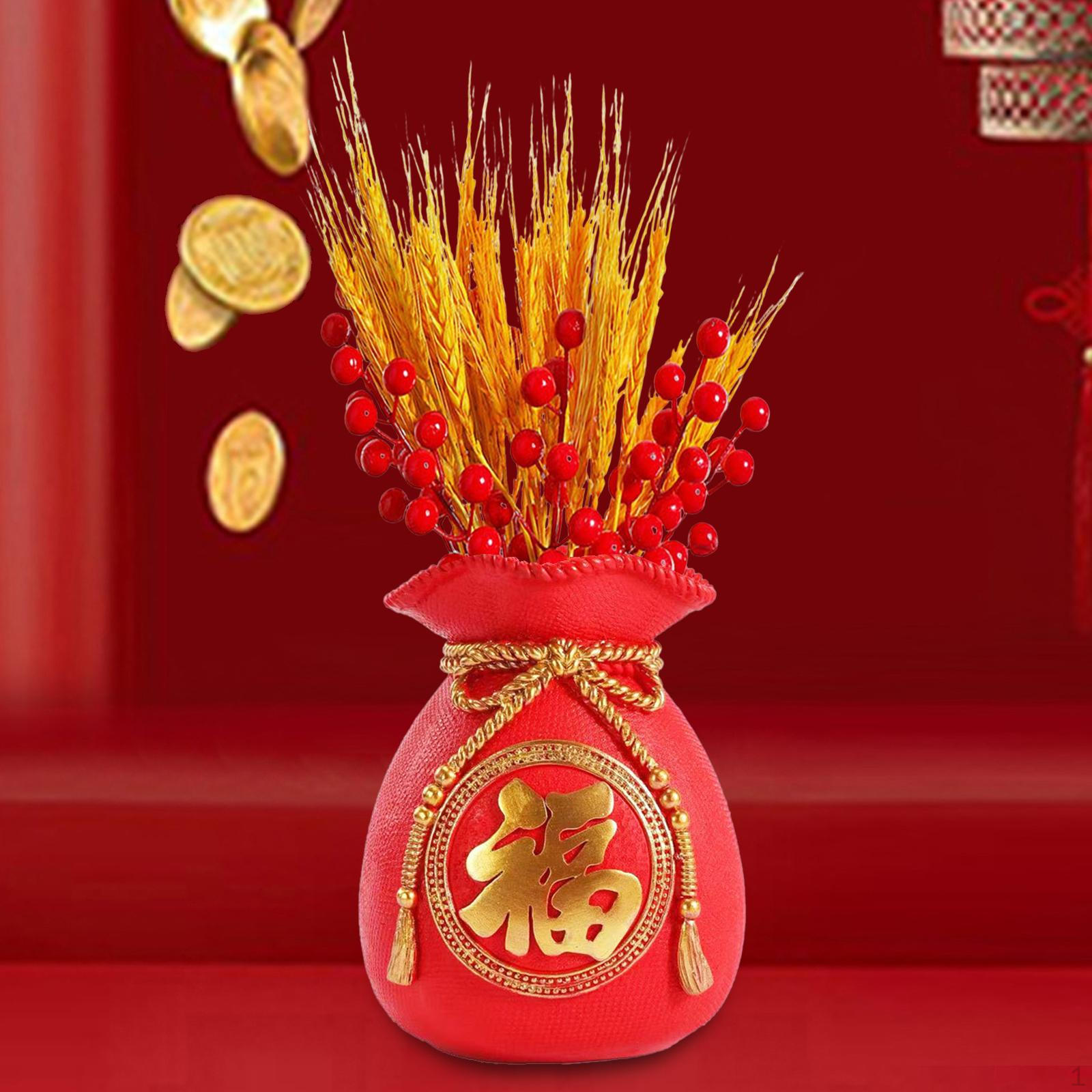 

Chinese Flower Vase Shape Bouquet Holder Flowerpot Gift Statue Art Ornaments Planter Pot for Home Red