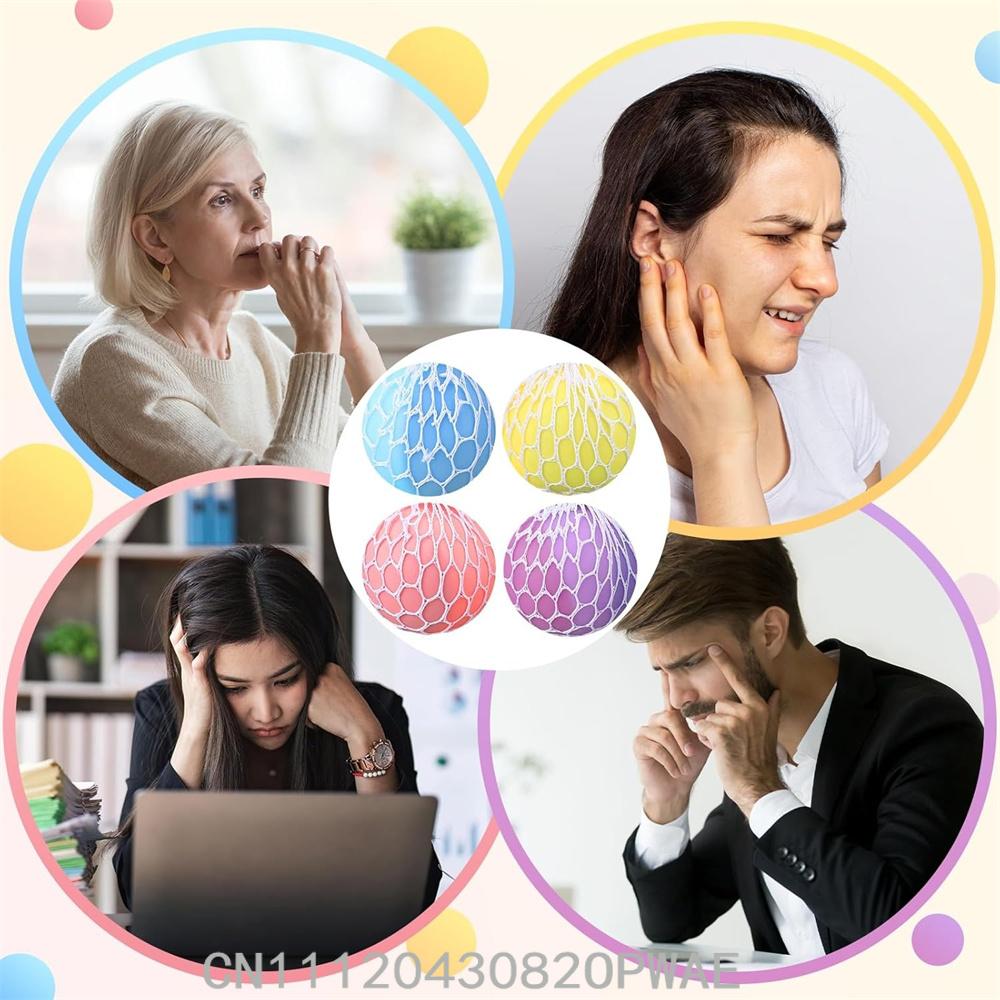 Colorful Mesh Grape Squeeze Balls Rainbow Squishy Ball Sensory Stress Ball Fidget Toys For Stress Relief Office Birthday Gift