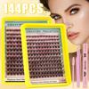 144 Clusters Of C-Song False Eyelashes Set 10-18Mmdiy Segmented Grafting Single Cluster Of Thick Eyelashes