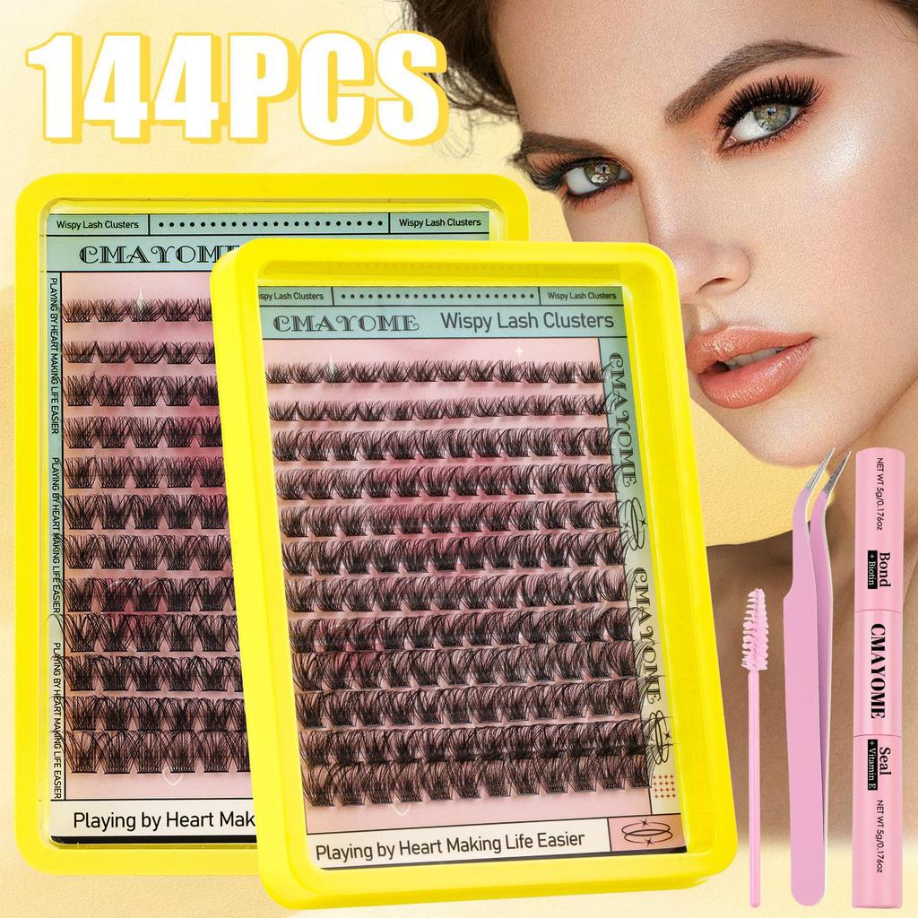 144 Clusters Of C-Song False Eyelashes Set 10-18Mmdiy Segmented Grafting Single Cluster Of Thick Eyelashes