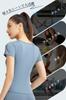 MORGEN SKY Short Sleeve Yoga with Round and Slimming and Stretchy for a Flattering Perfect for and DX026 Women's T-Shirt V-Neck, Hem, Vest.