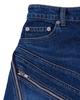 The Museum Visitor Diagonal Zipper Detailed Washed Denim Skirt (Washed Blue)