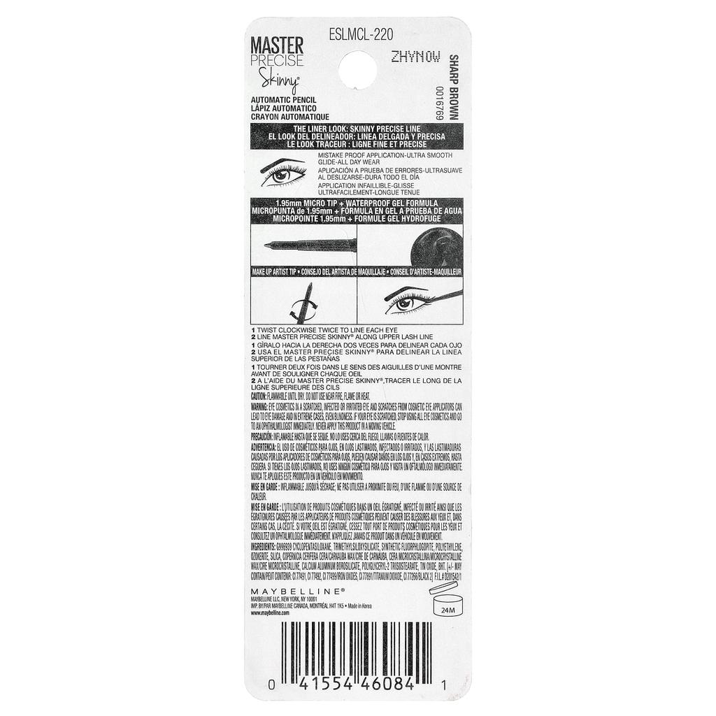 Maybelline Master Precise Skinny®, Automatic Pencil Eyeliner, 220 Sharp Brown, 100 Mg (0.0035 Oz)
