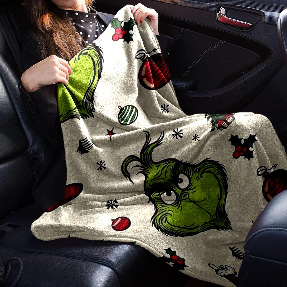 Grinch Christmas Blanket Soft Throw Blanket For Home Bedroom Bed Sofa Travel Office Solid Christmas Blanket