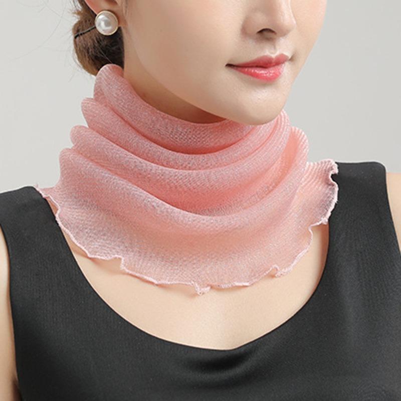 Chiffon Summer Neck Collar Scarf Ladies Face Cover Masks Silk Bib Sunscreen Variety Sun Protection Circle Scarf Mesh Headband