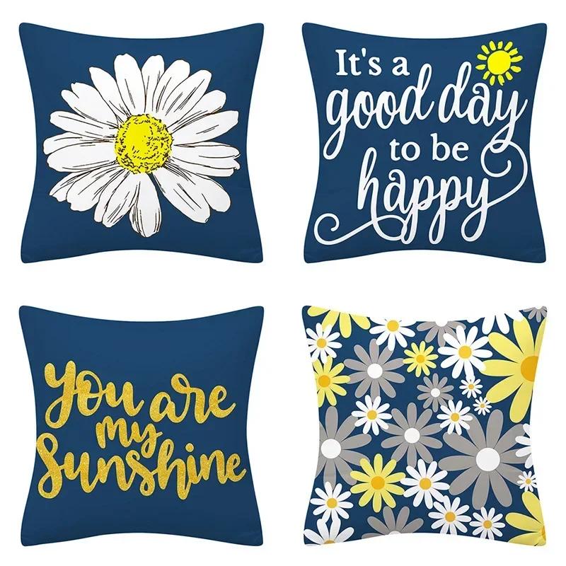 45*45Cm Flower Letter Print Cushion Cover Ployster Throw Pillows Sofa Home Decor Pillower Cover Decorative Pillowcase