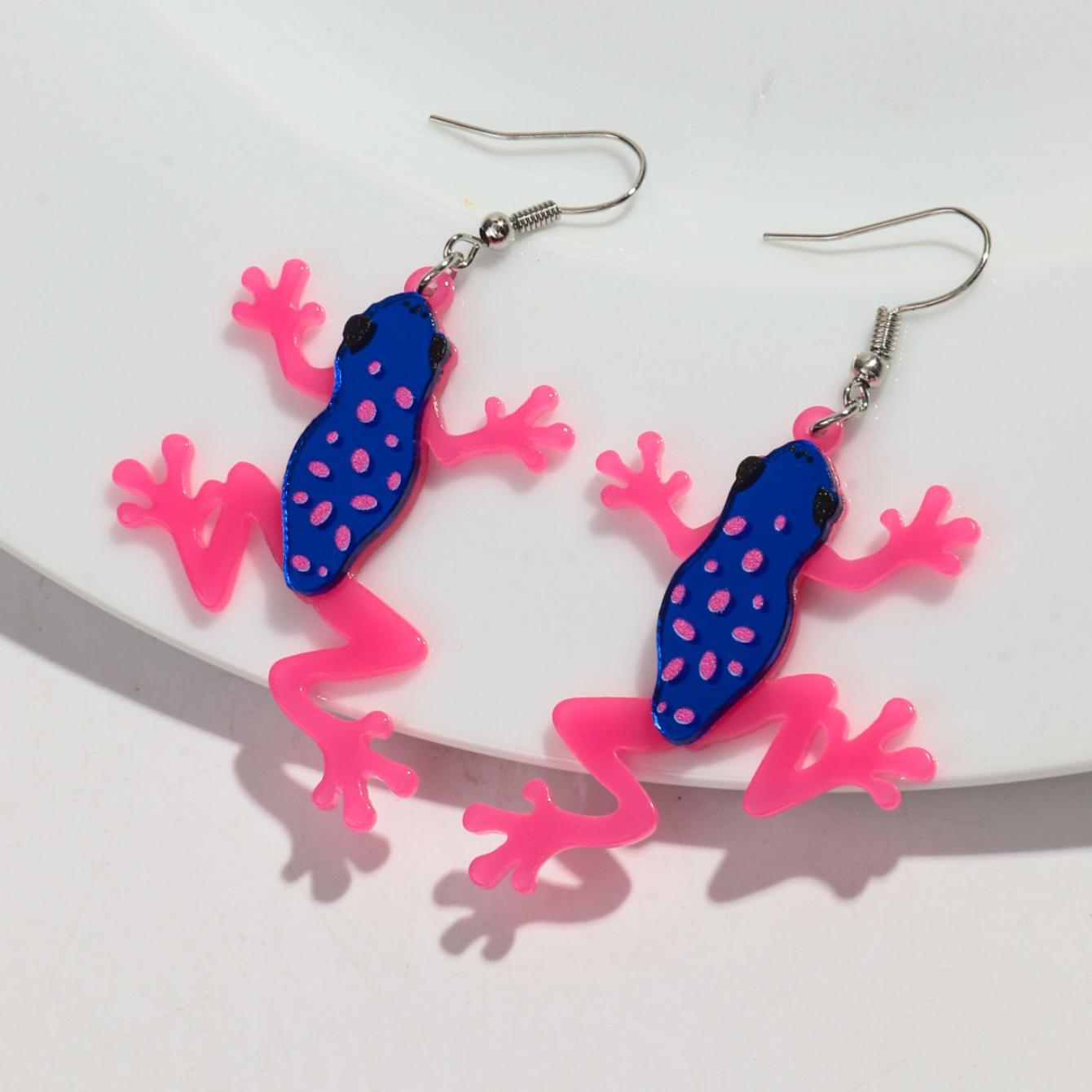 Creative Frog That Feeds On Mosquitoes Acrylic Drop Earrings for Women Colorful Cartoon Dangle Earrings Fashion Accessories Frog розовый