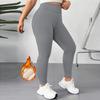 Women's High Waist Solid Color Thermal Fleece Lined Leggings Winter Warm Stretchy Skinny Yoga Pants