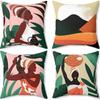 New Morandi Simple Abstract Style Pillow Linen Print Pillow Case Decorative Home Pillow Case
