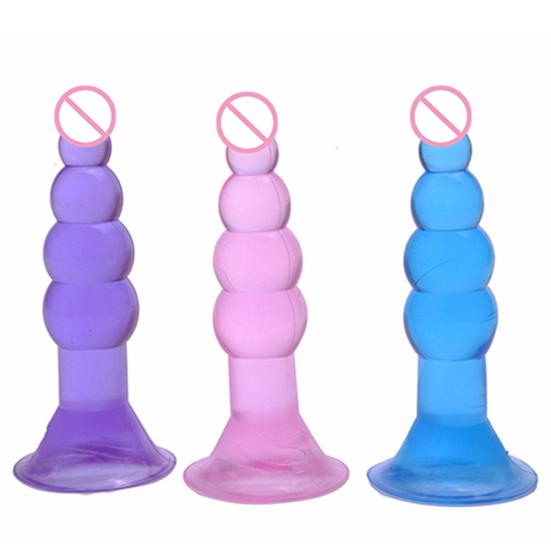 Unisex Pleasure Flexible Beads Anal Sex Toy Butt Plug Insert with Suction