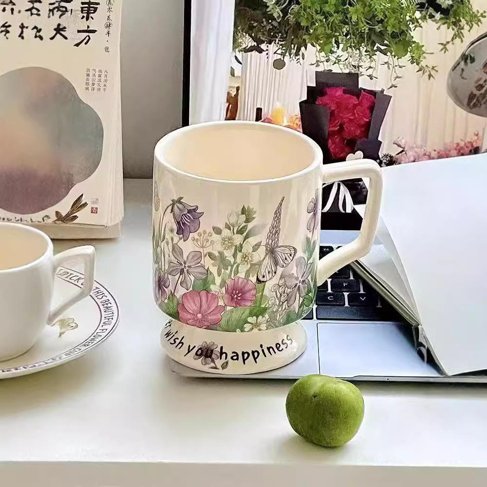 The Xiaoxiangfeng Ceramic Mug Has A Niche Design Sense The Rose Highball Cup Is A High End Drinking Cup for Women's Offices