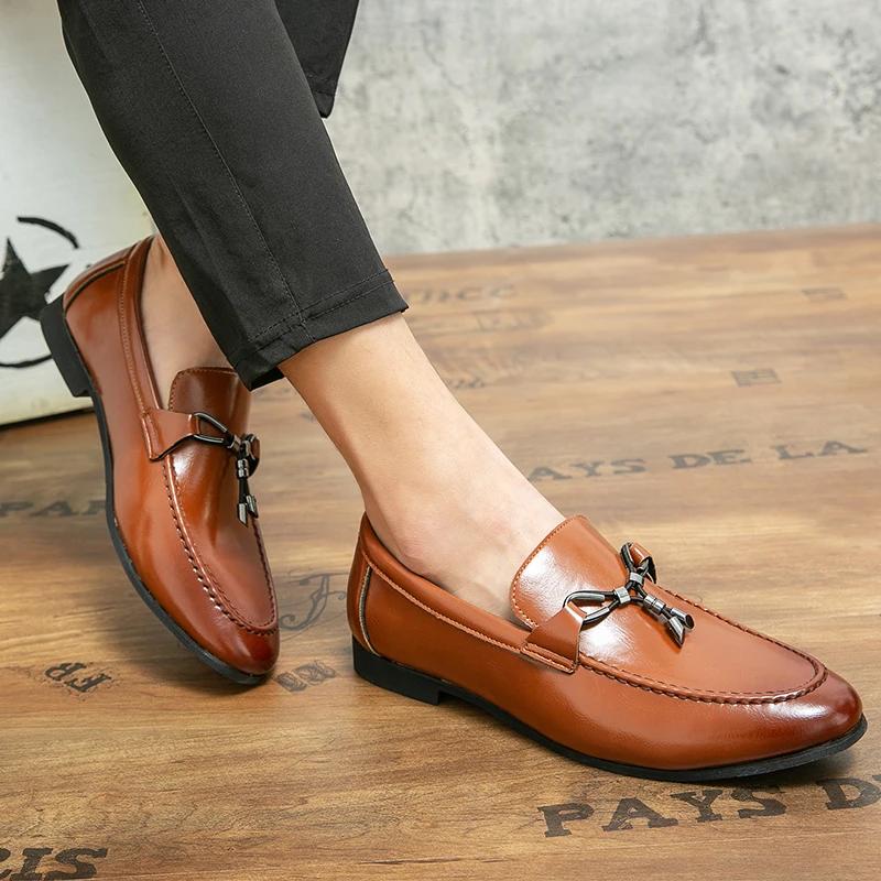 

Мужские лоферы больших размеров из Великобритании, повседневная кожаная обувь, мужская обувь для вождения, свадебные мужские платья, туфли, кисточки, с острым носком 38-48 48 жёлтый