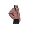 Adidas Originals Color Block Striped Loose Stand Collar Short Down Jacket Women Outerwear Light-Brown Red HK5237