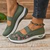 Women's Casual Slip-On Sneakers, Black, Green,   Grey and Maroon; Lightweight Low Top Sneakers with Cute Round Toe & Floral Design for All Seasons