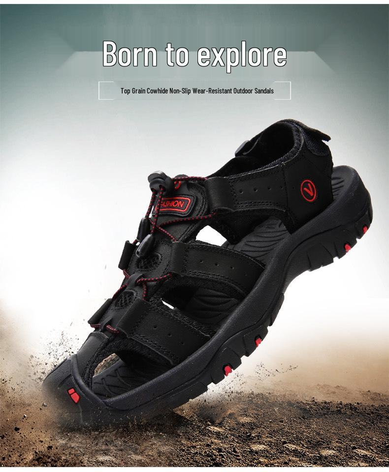Korean Style Men's Breathable Outdoor Sports Sandals - Trendy Summer Closed-Toe Beach Shoes for Teenagers