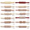Wooden Roller Massage Stick for Full Body Muscle Relaxation Cervical Back Massager with Solid Wood Rollers