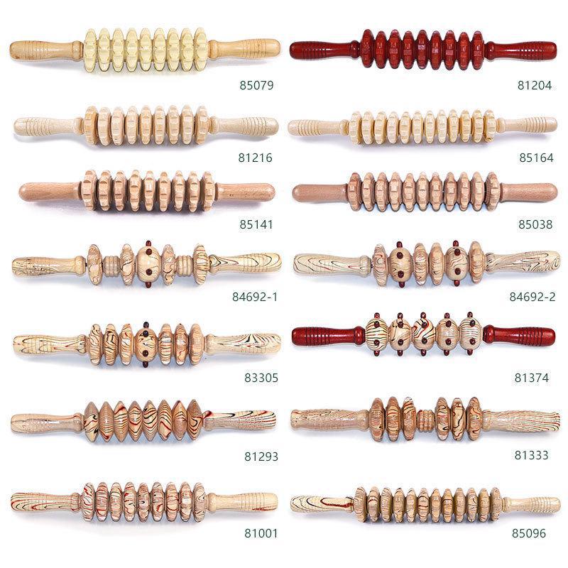 Wooden Roller Massage Stick for Full Body Muscle Relaxation Cervical Back Massager with Solid Wood Rollers