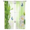 Tropical Blue Butterfly Bamboo Lily Reflection Water Sheer Curtains Living Room Tulle Window Curtain Bedroom Kitchen Drapes