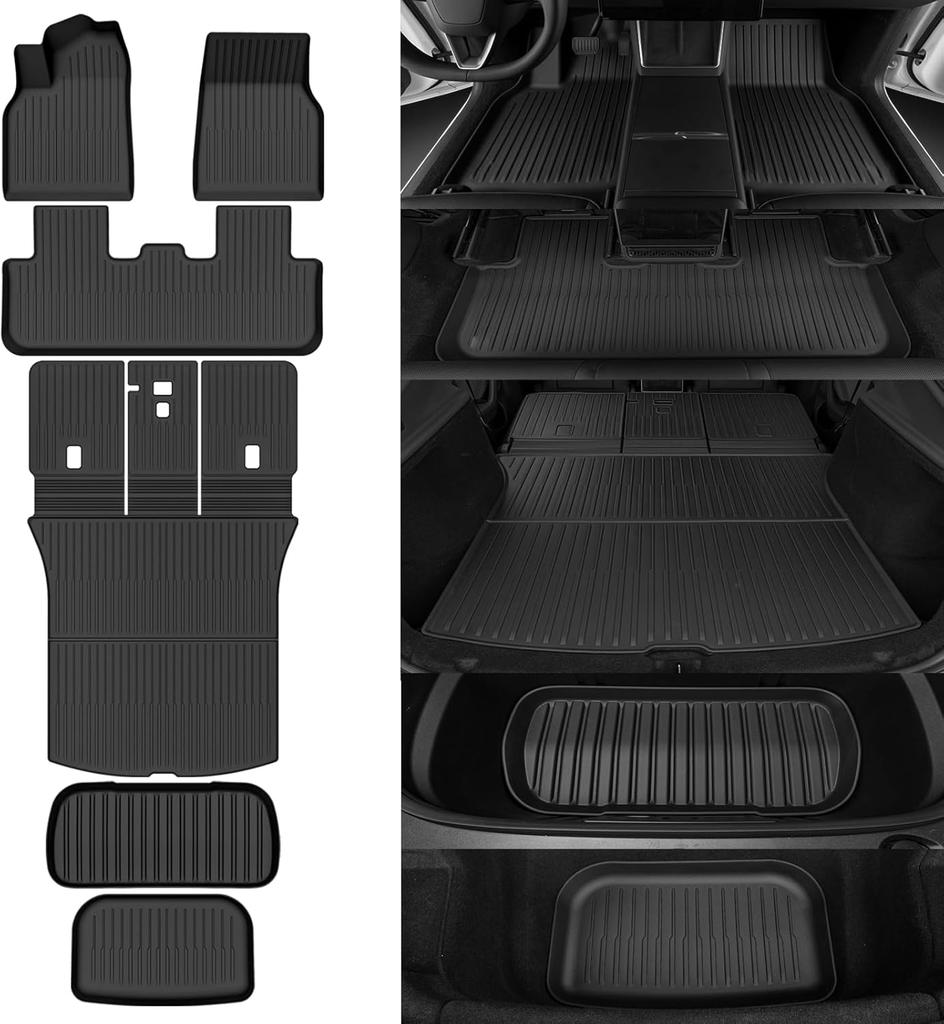 Car Trunk Mats For New Tesla Model Y 2025 Juniper TPE Floor Mats & Cargo Liner All Weather Trunk Mats Floor Liner Backrest Mats