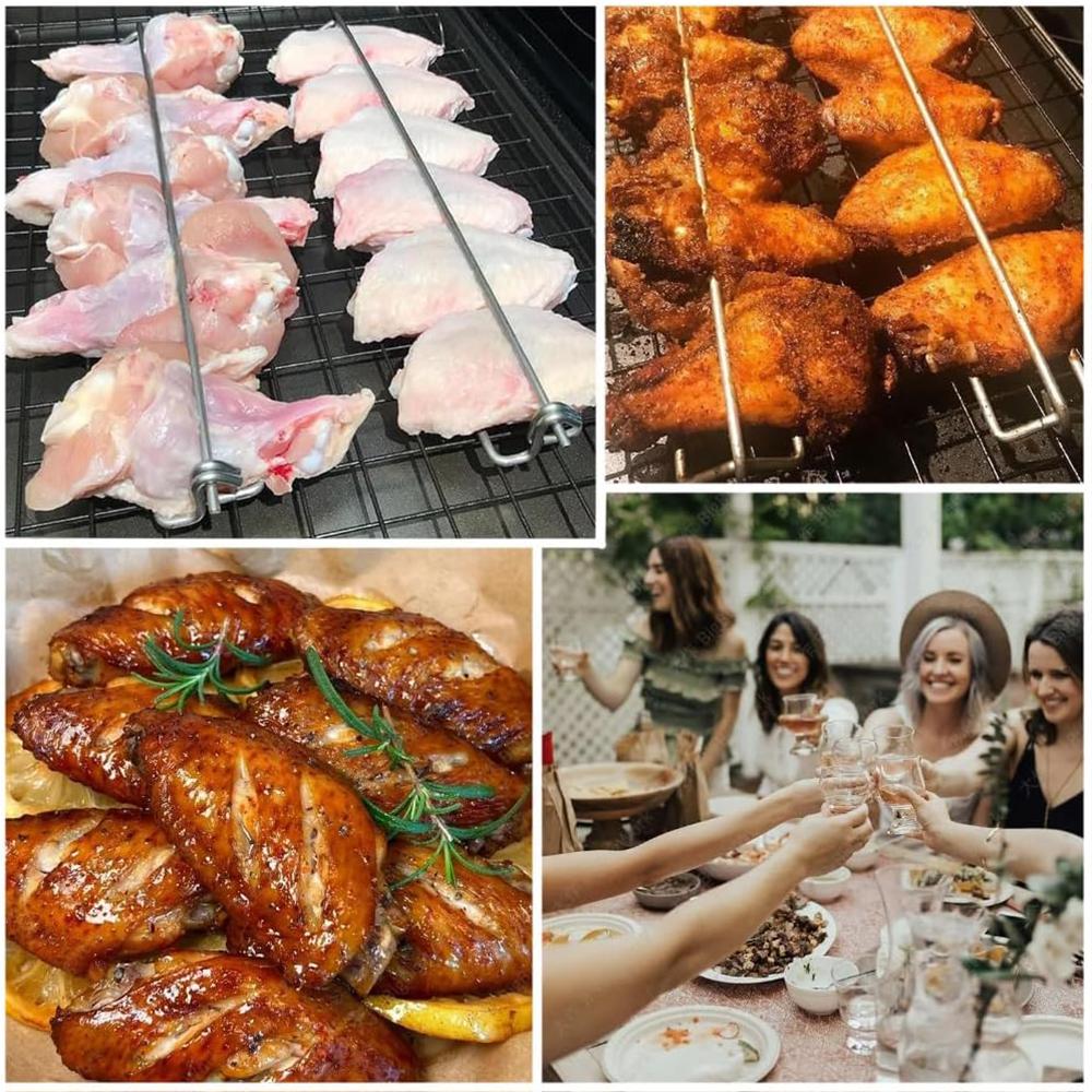4pcs Chicken Wing Rails for Grill for Outdoor Picnic Camping Barbecue