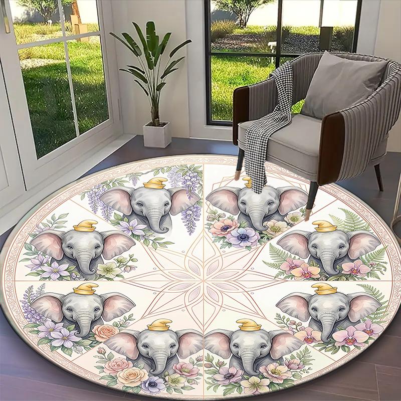 1pc General-purpose Rug, Ethereal Jellyfish Printed Round Rug, Comfortable Office Chair Carpet, Home Entrance Floor Mat
