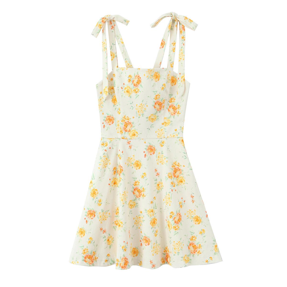 

2025 Spring Women s Slim Floral Print Short Dress Extra Small
