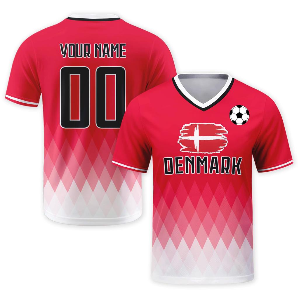 Customizable DIY Soccer Jersey Shirt with V Neck Short Sleeves Breathable Material Czech Print for Sports Teams