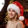 Christmas Costume Accessories Santa Hat with Red Sequin, Plush Velvet Party for Fun Photo Adults, Festive Holiday Accessory Xmas New Year Gift Sparkly