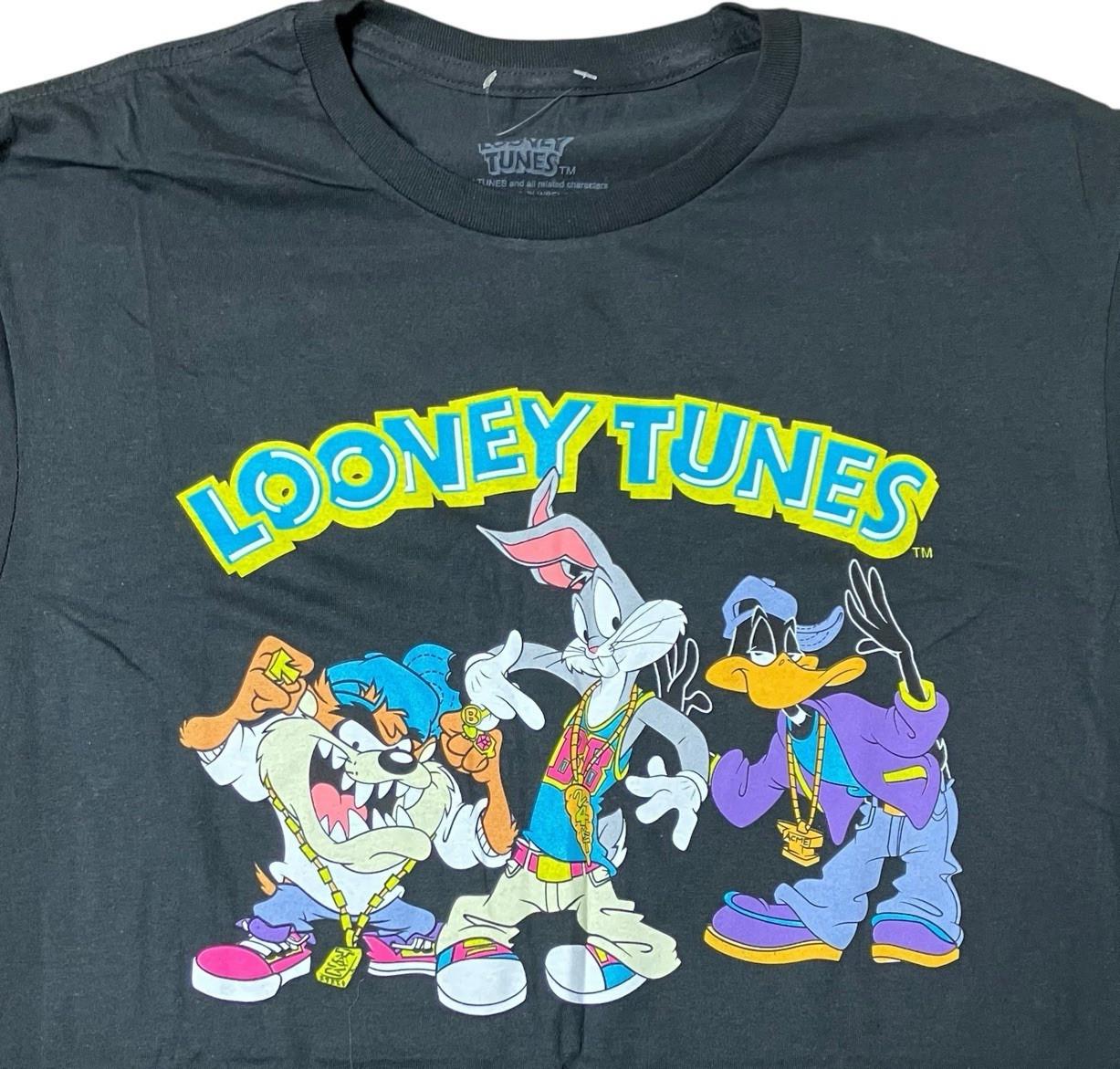 Looney Tunes T-Shirt Adult L Black Bugs Bunny Daffy Duck Taz Streetwear Retro XXL