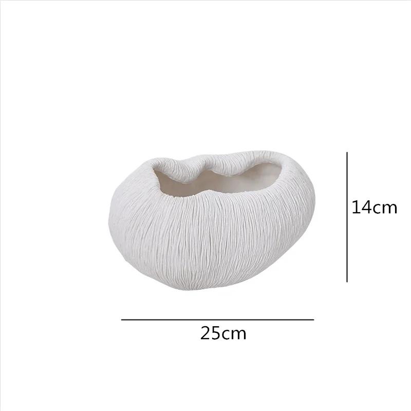 Creative Resin Flower Vase Coral Texture Tray Irregular Black and White Resin Crafts Furnishings Modern Home Decoration