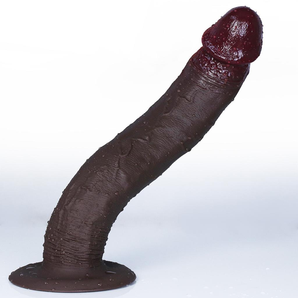 Curved Realistic Long Silicone Dildo, Flexible Bendable Design with Strong Suction Cup Base, Soft Texture, Beginner-Friendly Adult Toy for Couples