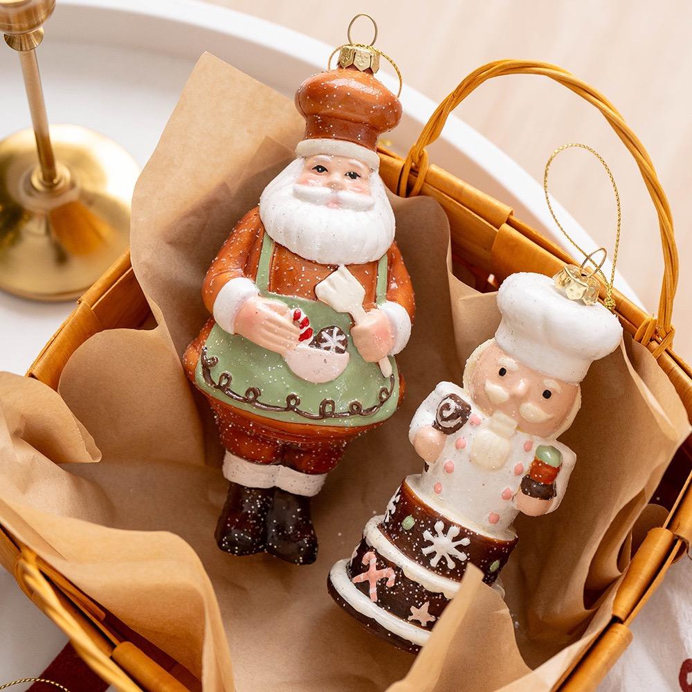 6Pcs Cute Christmas Tree Hanging Decorations Gingerbread-Themed Cookie Ornaments Christmas Kitchen Decor Home New Year 2025