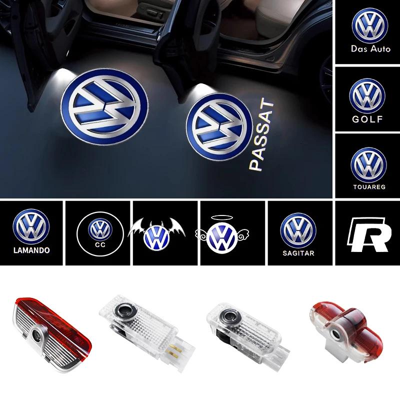 For VolkswagenMK5 2pcs LED Car Door Projector Logo Welcome Light For Volkswagen Golf Sagitar Passat TIGUAN TOUAREG Touran Phaeton B5 B6 B7 B8 CC