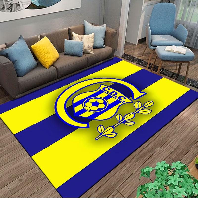 Yellow & Blue Striped C.D.C. Logo suitable as a non-slip mat for the living room or bedroom sofa